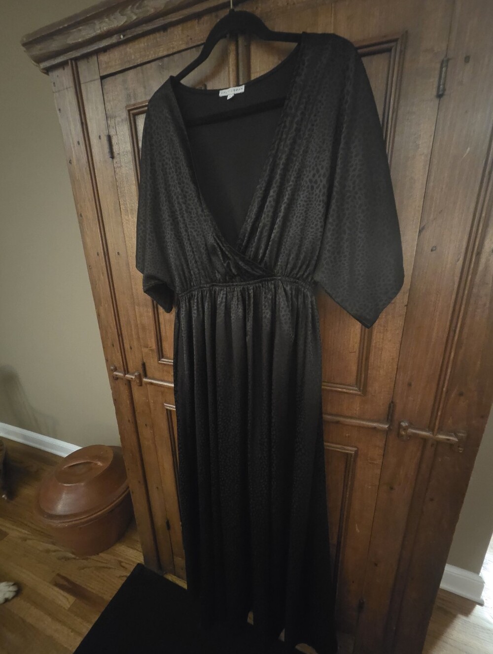 Baltic Born Black Maxi Wrap-Style Animal Print Dress
